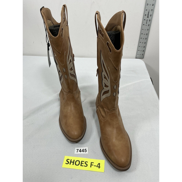 Womans NWT Madden NYC Midcalf Pull On Cowgirl Style Boots 10 Brown 1/2 Zip - Picture 2 of 9